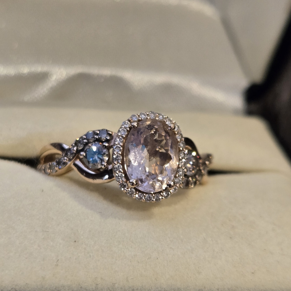 LeVian Pink Morganite and Diamond Ring in Gold - Picture 4 of 4